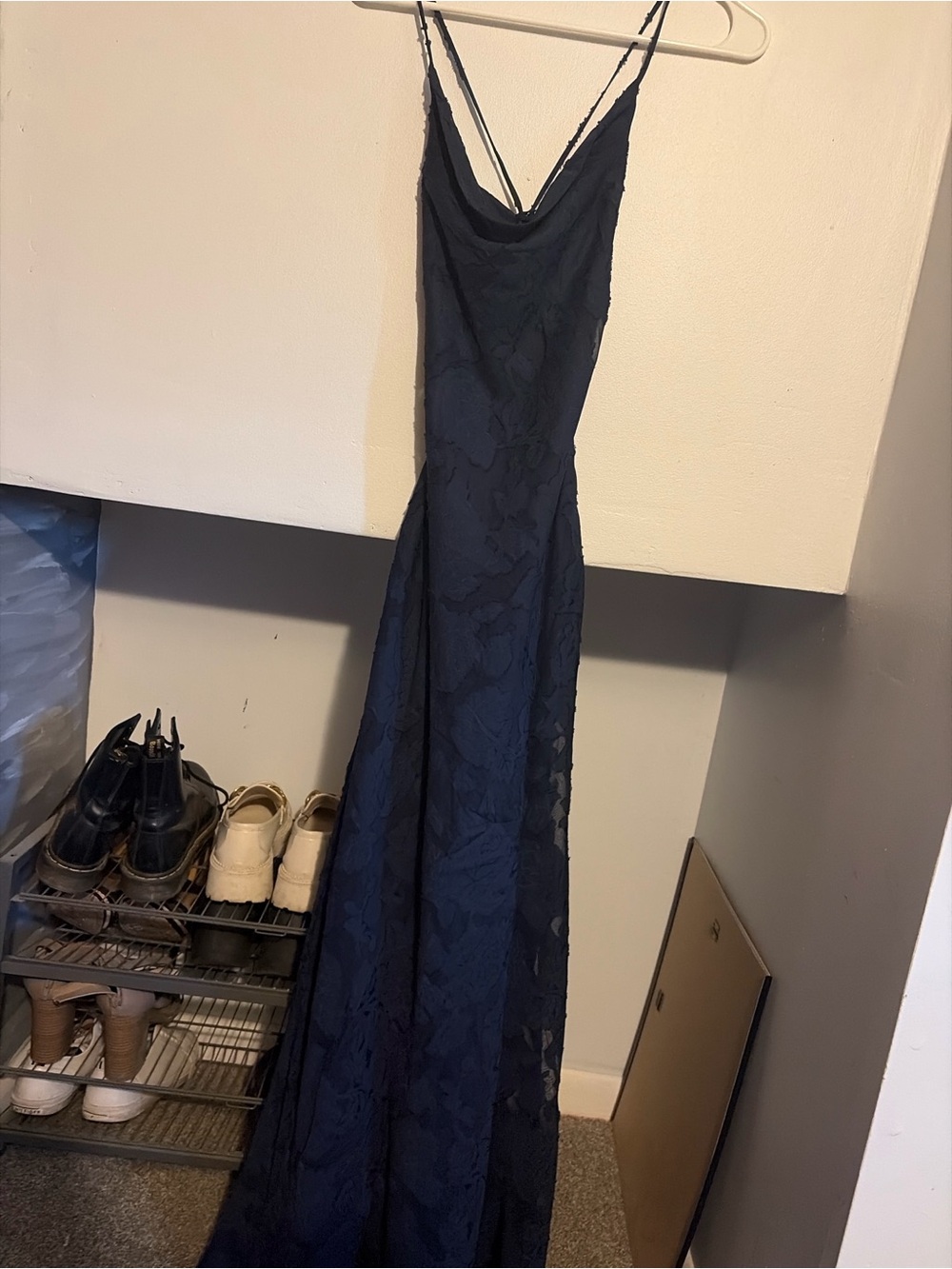 Princess Polly Navy Floral Lace Slip Maxi Dress